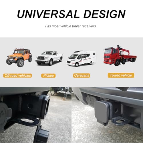 JNXIJ Trailer Hitch Cover, Dust-Proof Plug Square Mouth Receiver Tube Insert, Heavy Duty Silicone Plug Cap Exterior Accessories for Most Vehicle Hitch Receivers (Black with Buckle) - Thumbnail 3