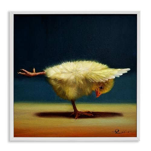 Funny Yoga Chicks Warrior III Pose, 17 x 17 Inch Framed Giclée Print