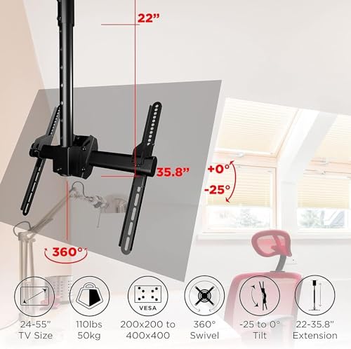 Support de montage au plafond pour téléviseur à hauteur réglable - 6