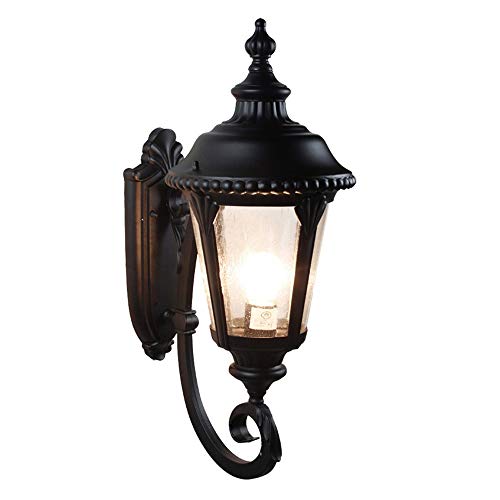 Lampe murale extérieure noire avec verre transparent pour éclairage de façade