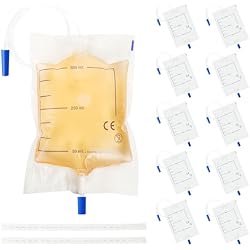 10 Pack Urine Drainage Bags with Adjustable Straps,Anti-Reflux Valve,500ML | Twist Tap Switch Urinary Leg Bags,Catheter Bags Suitable for Home and Hospitals Health Aids,Catheter Leg Bag for Men Women