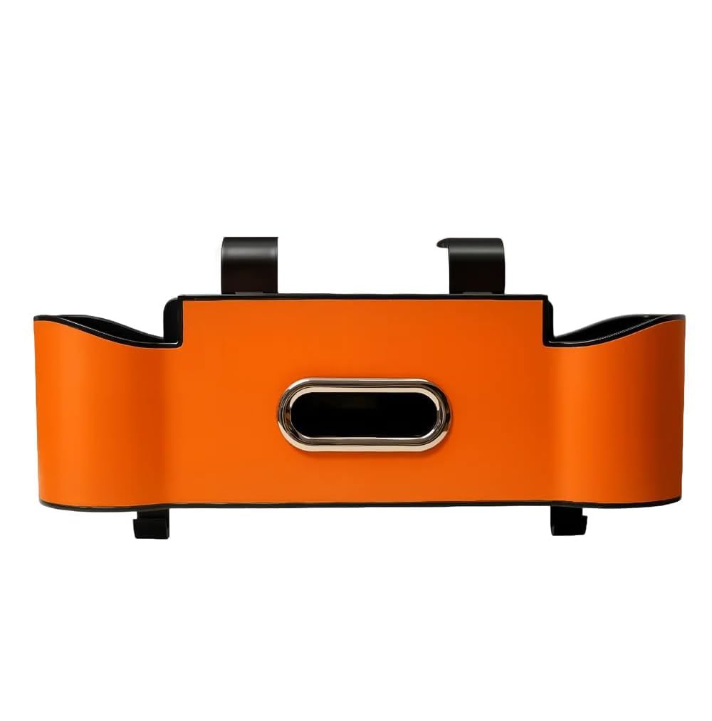 Anheirake Back Seat Car Organizer with Cup Holder, Multifunctional Car Organizer Back Seat, Large Capacity Car Seat Back Storage Box with Hooks & Tissue Box, for Drinks, Tissue & Handbags (Orange)