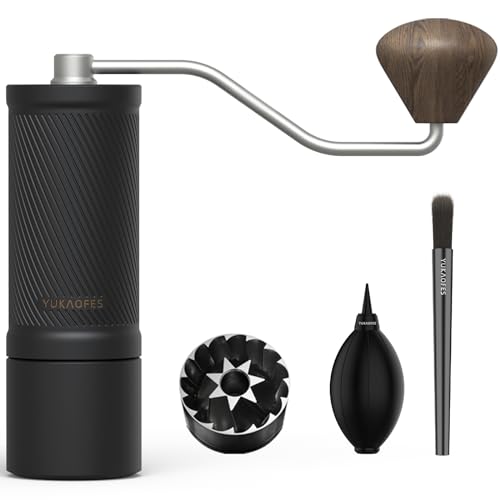 YUKAOFES Manual Coffee Bean Grinder-U Pro S Capacity 40g,7-Core burr Extended Handle Thick Spring, Fine Settings Perfect for Flair espresso machine French Press Aeropress,Drip Coffee(Black Obsidian)
