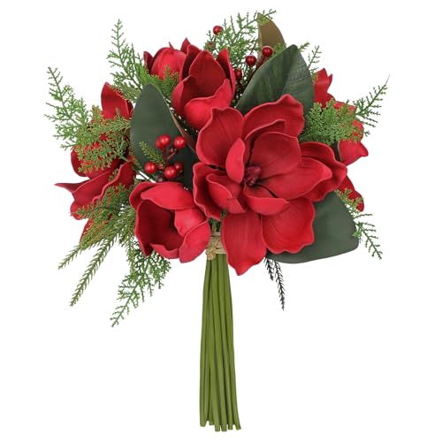 Oairse Kunstblumen Magnolienblumenstrauß Kunstpflanze...