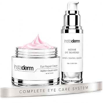 Eye Care Set Instant Eye Tightener & Eye Repair Cream Helps Smooth the Look of Under Eye Bags, Puffiness, Dark Circles, Fine Lines & Wrinkles Depuff, Tighten, Brighten & Hydrate