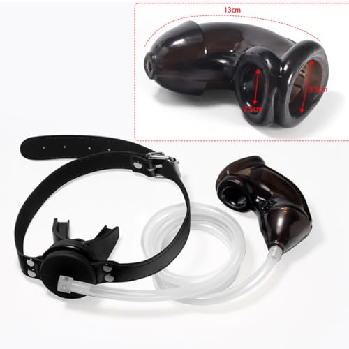 Tampão bucal de mictório adulto de silicone A156 (plugue de boca preto + manga de silicone transpare
