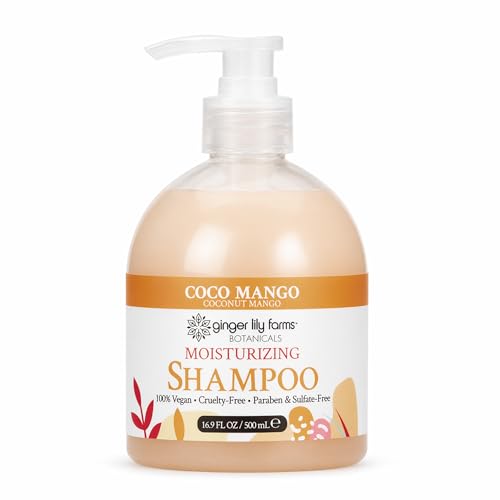 Image of Ginger Lily Farms Botanicals Shampoo, 16.9oz, Coco Mango | 100% Vegan & Cruelty-Free | Moisturizing Shampoo for All Hair Types