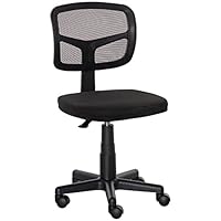Vinsetto Small Office Chair without Arms, Ergonomic Swivel Mesh Desk Chair with Curved Back and Wheels, Height Adjustable, for Home Vanity Computer Dressing Table Study Bedroom, Holds Up to 120 kg