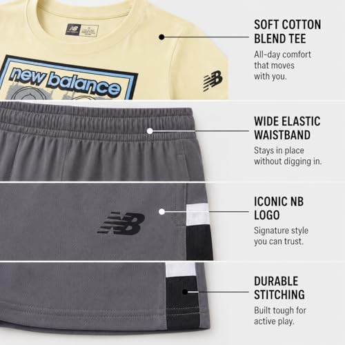 Image of New Balance Boys Athletic Shorts Set - 2 Piece Cotton Blend Jersey Shirt and Active Basketball Shorts for Boys