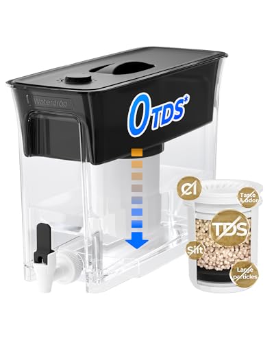 Waterdrop 35-Cup 0 TDS Slim Water Filter Dispenser, Large Capacity, Reduces TDS, Chlorine, PFOA/PFOS and More, BPA Free, Black (with 1 Filter)
