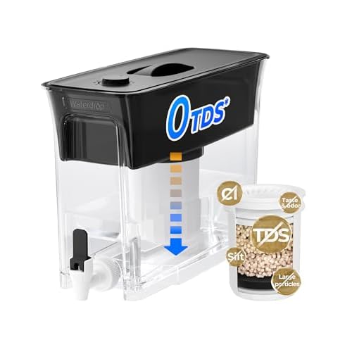 Waterdrop 35-Cup Slim Water Filter Dispenser, Large Capacity Water Filter Pitcher, 200-Gallon Long-Life, 5X Lifetime, Reduces Chlorine, PFOA/PFOS and More, BPA Free, Black (with 3 Filters) B