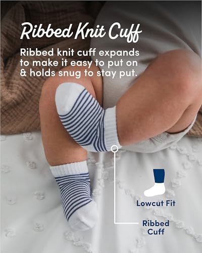 Fruit of the Loom Baby 22-Pack Grow & Fit Flex Zones Low Cut Stretch Socks - Unisex, Girls, Boys (6-12 Months, Blue) - image 4