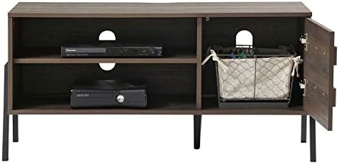 WAMPAT TV Unit for Living Room, TV Stand for 32 43 49inch Flat Screen, Cabinet with 2 Shelves and 1 Door 110 * 39.5 * 53CM Brown MTS2110