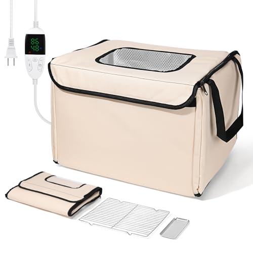 LIFVCNT Bread Proofer & Dough Proofing Box – Foldable Sourdough Fermentation Box with Adjustable Temperature (68–131℉), 0–99H Timer, Metal Rack & Water Tray – Ideal for Yogurt, Pizza, Bread Baking