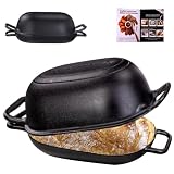 GdnWings 12 x 8 Inch 5QT Oval Dutch Oven for Bread Baking | Pre-Seasoned Cast Iron Bread Oven for Homemade Sourdough, Dutch Oven Bread Pan with Lid for Crispy Crust, Artisan Loaves