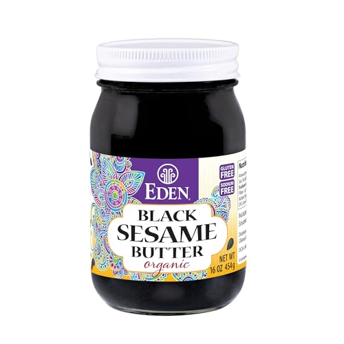 Eden Organic Black Sesame Butter, Tahini, Spread, Dry-Roasted, Unhulled, 16 oz Glass Jar