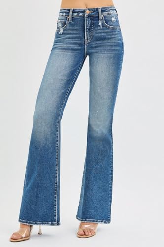 SALT TREE Risen Jeans - Tummy Control High Rise Flare Jeans - PF213483