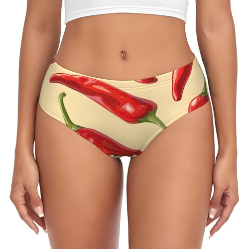 NLCUUIQ Vegetables Red Chili Peppers Panties for Women Fashion Bikini Underwear Women's Lightweight Briefs Hipster Panty Ladies Brief Breathable Underwear Cheeky Panties Size XXL
