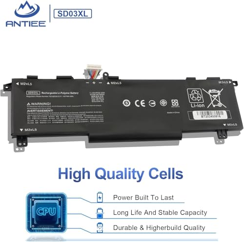 ANTIEE 52.5Wh SD03XL Bateria do laptopa Omen 15 2020 15-EK0000 / Omen 15-w 15-EN0000 15-EK0013DX 15-EK0023DX 15-ek0025tx 15-ek0010TX 15-EN0013 Bateria sieciowa AX 15-EN0002LA L84357-AC1