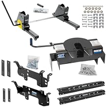 Reese 20K Dual Jaw Fifth Wheel Trailer Hitch with Square Slider + Above-Bed Outboard ISR Base Rail Kit - Fits Short Bed Trucks for 2003-2013 Dodge Ram 2500 2003-2012 Ram 3500
