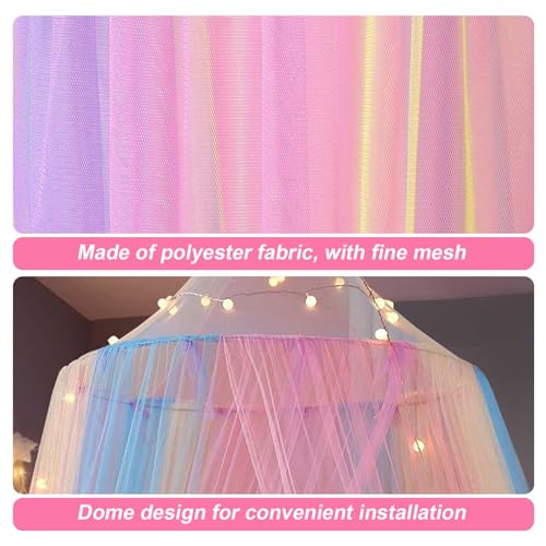 Ciel de lit princesse colorée et moustiquaire dôme pliable extra large - 8