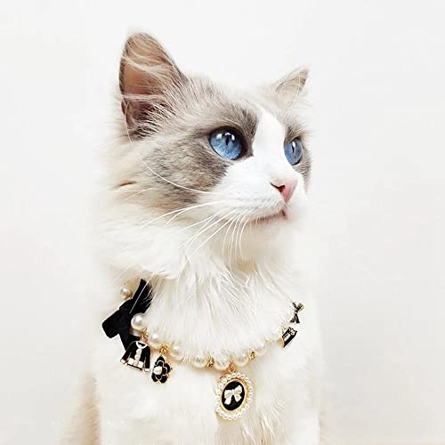 Xufun Fashion Pink Rhinestone Dog Chain Puppy Accessories Princess Necklace Cat Jewelry Pet Collars Bow Collar(S,White) #TOP4