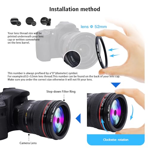Anillo Adaptador de Lente 52 mm a 43 mm, Anillo Reductor de Filtro para Cámaras, Compatible con Todos los Accesorios de Filtro de 43 mm, Fabricado en Aleación de Aluminio mediante Fresado CNC miniatura 4