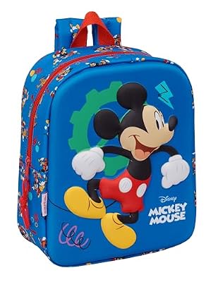 MICKEY MOUSE - Zaino per asilo 3D, facile da pulire, ideale per bambini di diverse età, comodo e versatile, qualità e resistenza, 22 x 10 x 27 cm