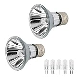 WUHOSTAM 50W UVA + UVB Full Spectrum Sun Lamp for Reptiles and Amphibian,Basking Halogen Spot Lamp for Lizard Chameleon Bearded Dragon 2 Pack with 5 PCS Extra Lamp Beads