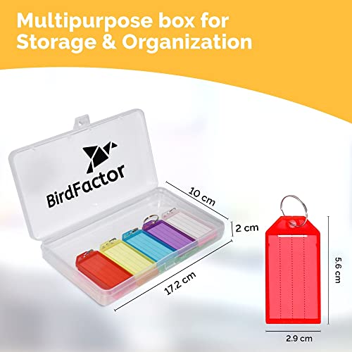 25 Stück Schlüsselanhänger beschriftbar mit Etiketten – 5 Farben, Kunststoffbox mit extra Etiketten, Schlüssel Anhänger und Schlüsselschilder mit Ring auch für Haustiere, Gepäckstücke oder USB Sticks