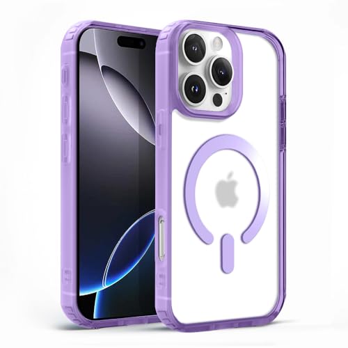 Image of KARWAN️ Hybrid Transparent iPhone 16 Pro Back Cover Case Compatibe with Mag-Safe | Shockproof Design |Camera Protection Bump | Transparent Back Cover Case for iPhone 16 Pro (PC, TPU | Purple