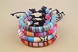  Made by Nami Surfer Fußband Damen & Herren - Boho Ethno Hippie Fußkettchen - Handmade Strand Festival Accessoires - 100% Wasserfest & Verstellbar - 100% Ökologische Baumwolle Rund (4er Set)