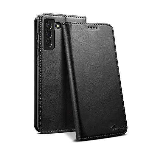 S21 Ultra Wallet Case Slim 2021 TACOO Soft Leather Kickstand Black Fold Card Money Slot Protective Cover Compatible with Unisex