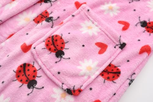 Image of Kids Hooded Bathrobe Girls Soft Plush Hooded Flannel Pajamas Sleepwear Boys Spa Robe