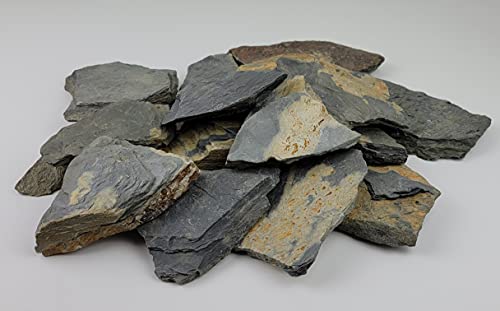 Evorue Natural Slate Rock Stones - Aquarium and Terrarium Rock Decorations and Habitat Accessories | Also for Miniature Gardens, Models and Crafts | 3-5 inch, 5-7 inch or 8-10 inch