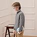 Boys Zipper Sweater Mock Neck Knitted Cardigan Kids Full Zip up Cable-Knit Relaxed-Fit Classic (Light Ashy, 6-7 Years)