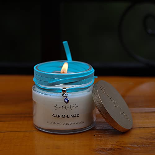 Vela Vegetal Aroma Capim Limão Vidro Og - Bendita Vela