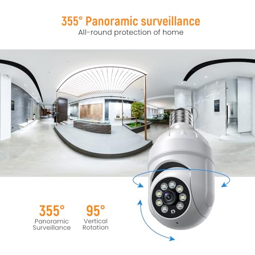1080P WiFi Light Bulb Security Camera with Motion Detection and Two-Way Talk for Home Security