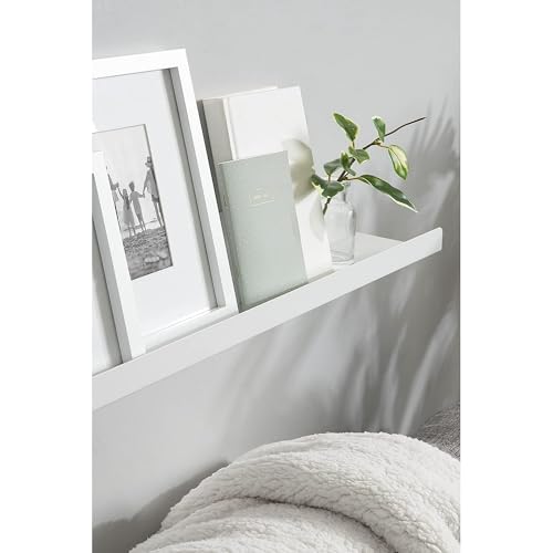 Image of 24 Inch Set 3 White Wall Shelf - Metal Floating Shelf for Wall, Wall Mounted Shelves, Modern Wall Shelf for Bedroom & Living Room Storage, Minimalist Wall Mount Shelf (60.96 CM Long X 24 CM deep)