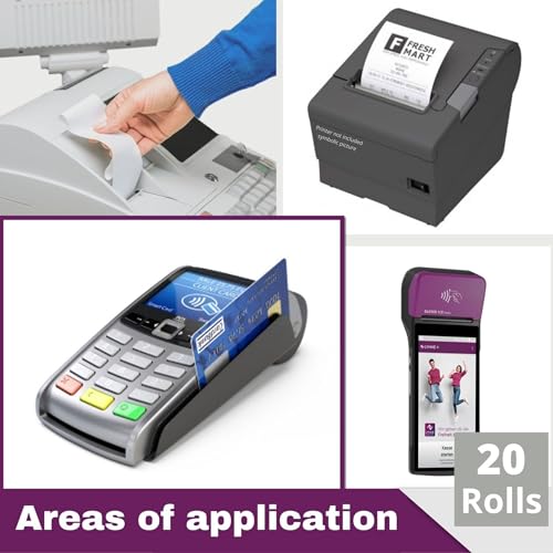 Ec-Cash Thermorollen 57mm x 18m x 12mm - Kassenrollen - Thermopapier - Bonrollen für Bankomat - Kredit-Kartenlesegeräte (57x40x12) (20 Rollen)