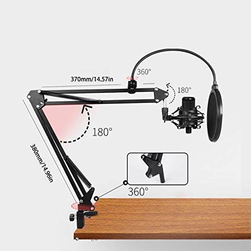 Suspension arm stand microphone et pince table pour streaming - 3