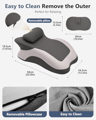 Eppyyo Memory Foam Ergonomic Wedge Pillow, Squat Pillow, Prone Pillow for Sleeping, Reading Pillow for Bed, Ideal for Massage, with Removable Cover, Back Support, Multi-Functional Memory Foam (Grey)