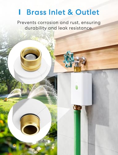 Image of meross WiFi Water Hose Timer, Smart Sprinkler Timer with Brass Inlet & Outet, Work with Apple Homekit, Alexa & Google Assistant, Watering Timer for Lawn, Garden, Yard and Pool, Hub Required