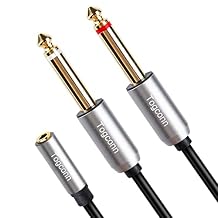 3.5mm to Dual 6.35mm Y-Adapter Splitter 0.6 Feet,3.5mm 1/8 Inch TRS Stereo Female to 2 X 6.35mm 1/4 Inch TS Mono Male Y Splitter Audio Cord Converter Connector for Phone, PC, Computer Sound Card,Mixer