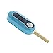 JONGO - Coque de Clé Bleue avec Lame Compatible avec Fiat 500, 500L, Bravo, Doblo, Panda, Punto, Stilo, Lancia & Iveco Daily | Boitier Clef Plip Voiture Télécommande 3 Boutons