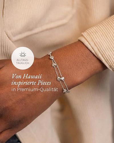 Purelei Alohi Heart Armband (Hellsilber) – Zweireihiges Herz Damen Armband – Aus hochwertigem, langlebigem Edelstahl… – Ansicht 3