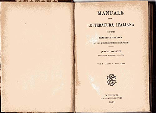 MANUALE DELLA LETTERATURA ITALIANA VOLUME 1-PARTE 1°- 4° EDIZIONE -SCUOLE SECONDARIE