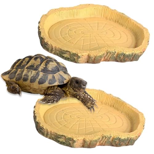 2 Stück Wasserschale Terrarium, Schildkröten Wasserschale, Terrarium Trinkschale, Reptilien Wasserschale, Schildkröten Zubehör, Wassernapf, Schale, Zubehör für Schlange, Schildkröte, Gecko