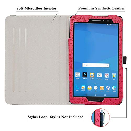 At&T Trek 2 Hd Rotating Case (Model 6461A),Mama Mouth 360 Degree Rotary Stand With Cute Cover For 8" Zte Trek 2 Hd K88 /Zpad 8 K81 Android Tablet,Rose Red #TOP4