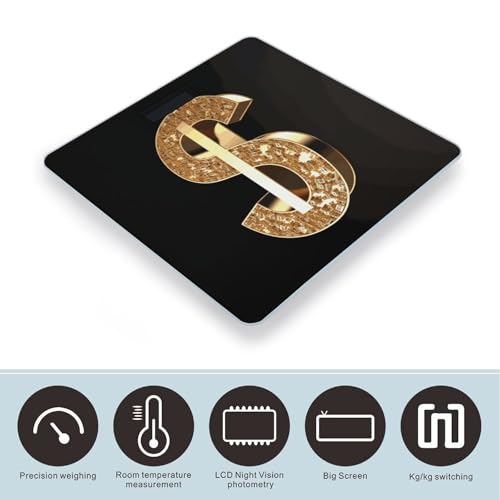 Báscula digital de vidrio templado Gold Dollar Sign miniatura 3